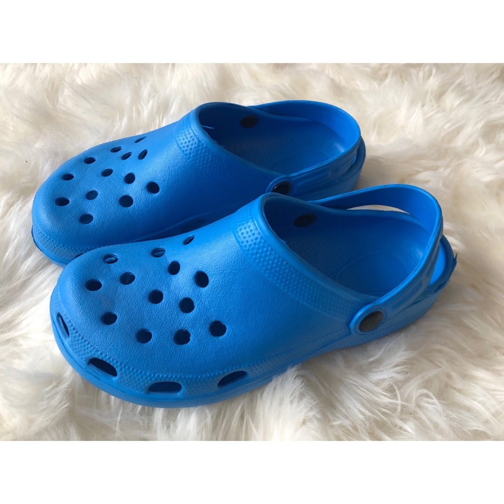 Blue crocs, worn once